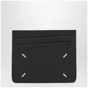 Maison Margiela Four Stitches Card Holder in Black Calf Leather