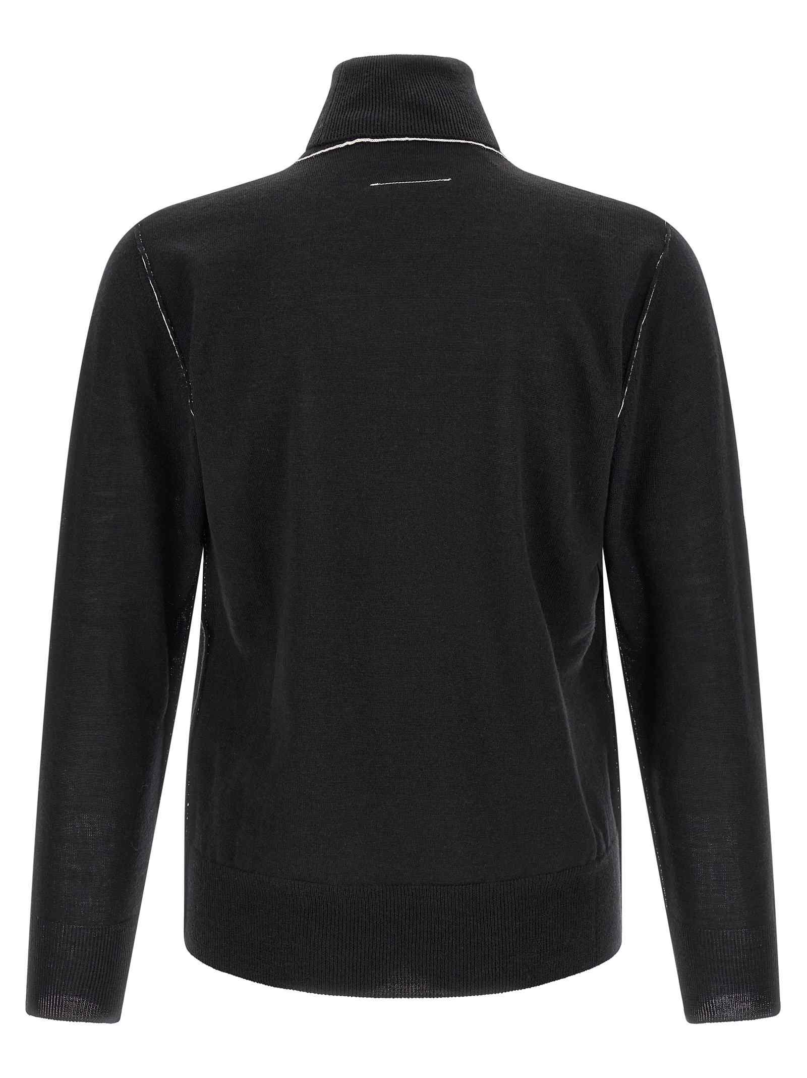 Mm6 Maison Margiela Turtleneck Sweater With Contrast Stitching