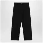 MM6 Maison Margiela Wide-leg cotton trousers with embroidered logo, black