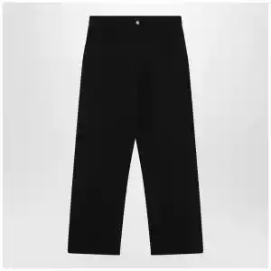 MM6 Maison Margiela Wide-leg cotton trousers with embroidered logo, black