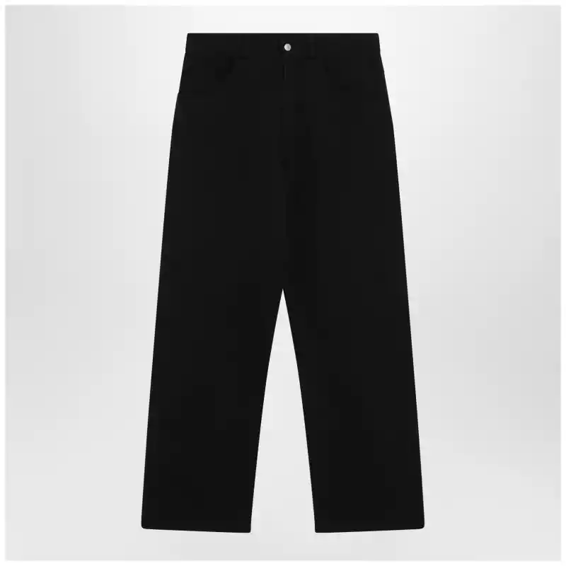 SH0KA0077M25025_T_MM6-900.x MM6 Maison Margiela Wide-leg cotton trousers with embroidered logo, black