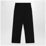 MM6 Maison Margiela Wide-leg cotton trousers with embroidered logo, black