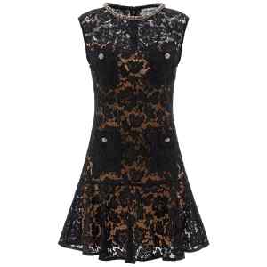 Self-Portrait Black Lace Crystal Dress