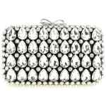 Self-Portrait Black Satin Crystal Clutch