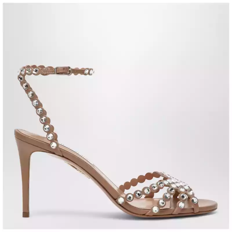 Aquazzura Tequila Sandal crystal nappa sandals in Daisy yellow