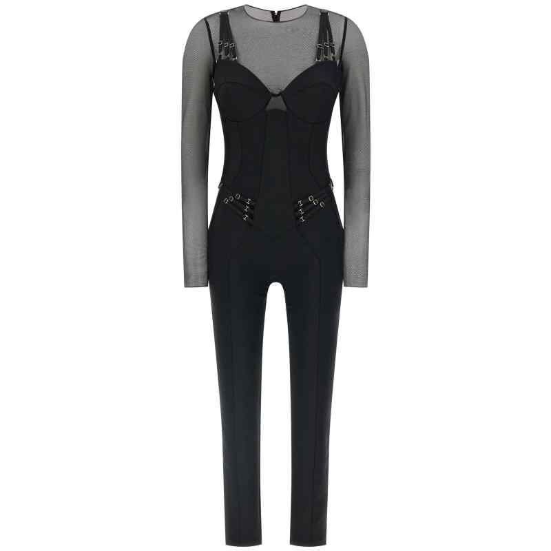 TU05661E2110_01_M_2025-12-19T09-56-21.592Z Elisabetta Franchi Jersey And Tulle Jumpsuit