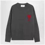 Ami Paris Ami de Coeur sweater in grey virgin wool