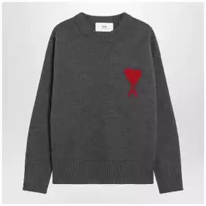 Ami Paris Ami de Coeur sweater in grey virgin wool