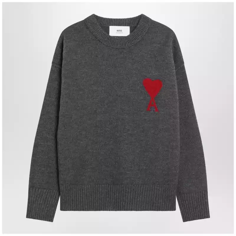 Ami Paris Ami de Coeur sweater in grey virgin wool