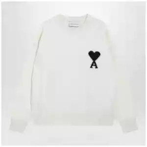 Ami Paris Ami de Coeur sweater in white virgin wool