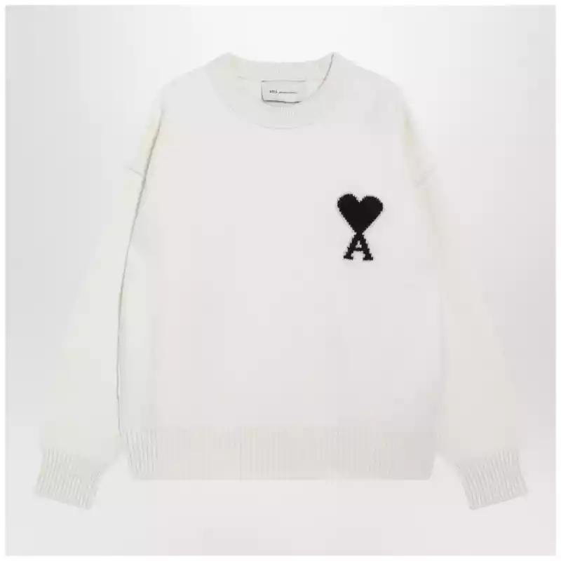 Ami Paris Ami de Coeur sweater in white virgin wool
