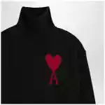Ami Paris Ami De Coeur sweater in black merino wool knit