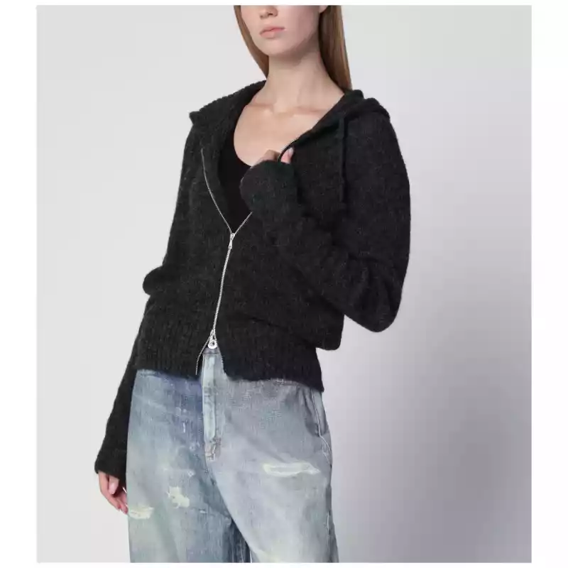 W2263CCMOWO_T_OLEGA-CM.a Our Legacy Grey Alpaca-Blend Sweatshirt Cardigan