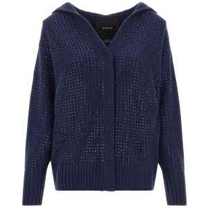 Pinko Seicento Cardigan With Rhinestones And Hood