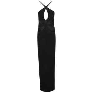 Monot Pre Cut-out detail silk crepe long dress