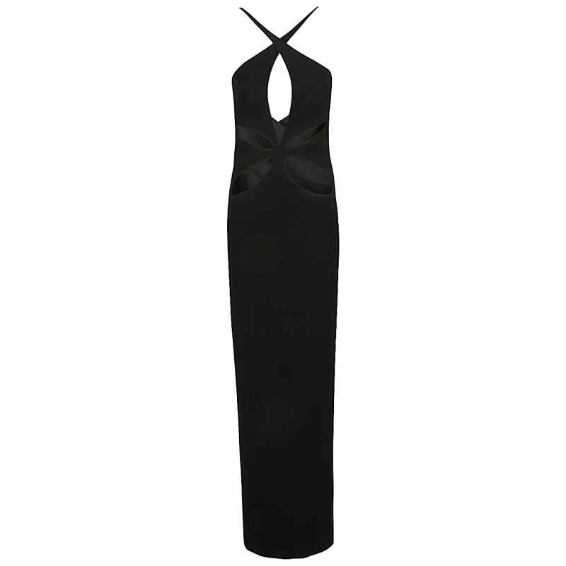 Monot Pre Cut-out detail silk crepe long dress