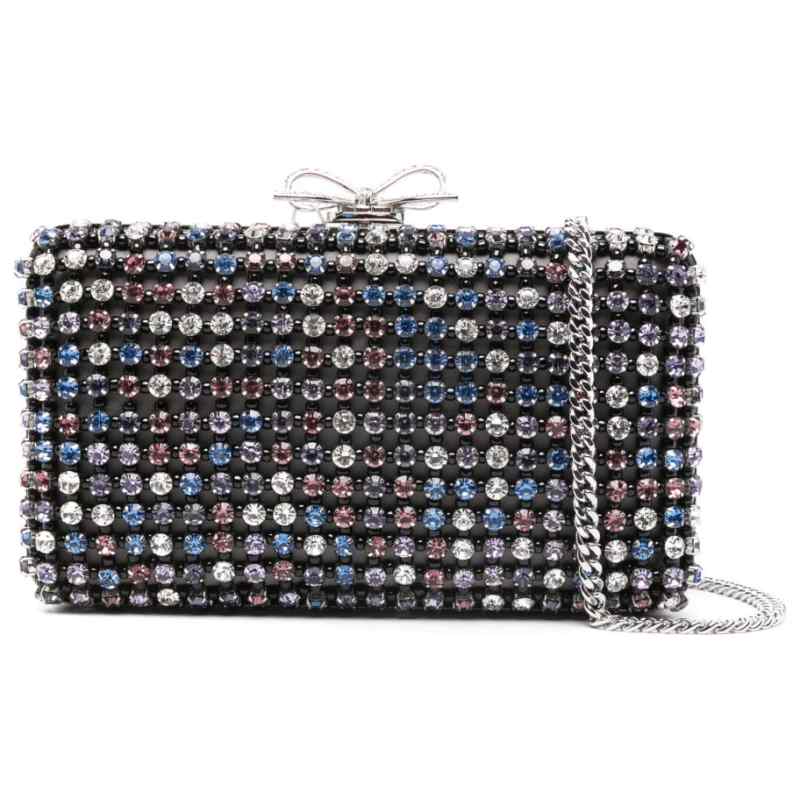 Self-Portrait Multi Crystal Chainmail Clutch