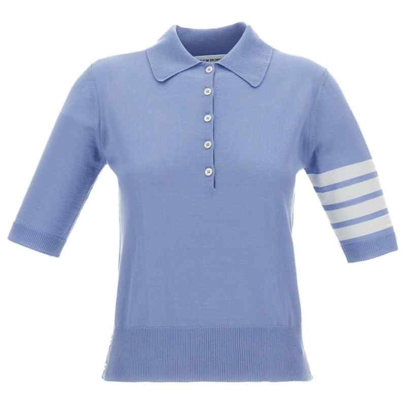 Thom Browne T-shirts and Polos LIGHT BLUE