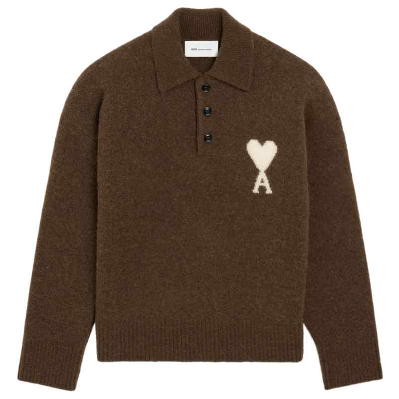 200018100-fw26-amiparis-upl408kn0135a362 AMI PARIS T-shirts and Polos BROWN