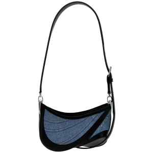 Mugler Small Denim Spiral Curve 01 Shoulder Bag