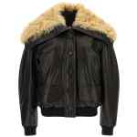 The Attico Shearling Neck Bomber Jacket