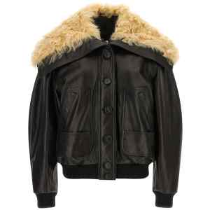 The Attico Shearling Neck Bomber Jacket