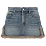 Denim X Alexander Wang Denim Skirt With Fur Hem