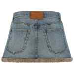 Denim X Alexander Wang Denim Skirt With Fur Hem