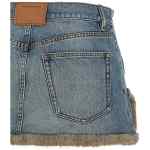 Denim X Alexander Wang Denim Skirt With Fur Hem