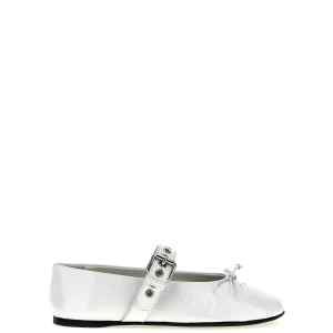 Miu Miu Buckle And Bow Ballet Flats