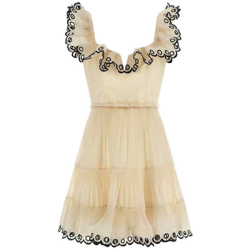 Zimmermann Embroidered Frilled Mini Dress