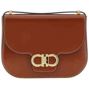 Ferragamo Double Gancini Closure Shoulder Bag
