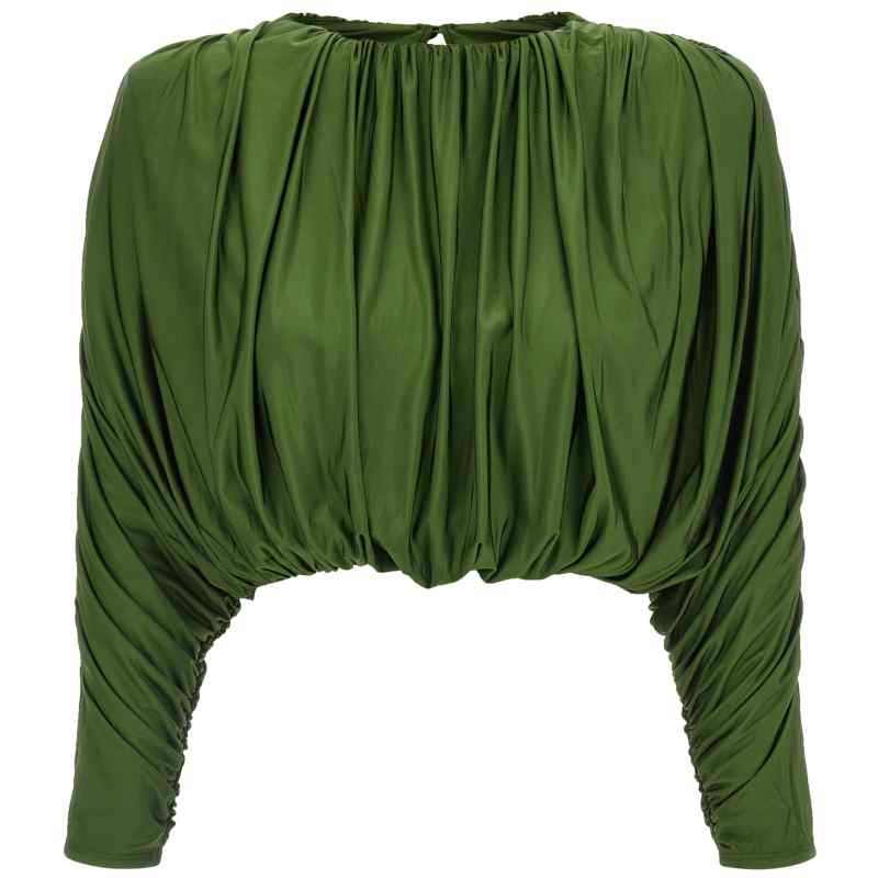 AW26009TAGGREEN_01_M_2026-08-21T09-08-05.259Z Self-Portrait Short Top With Ripples