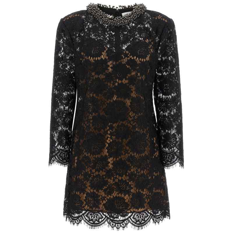 Self-Portrait Lace Dress With Jewel Collar