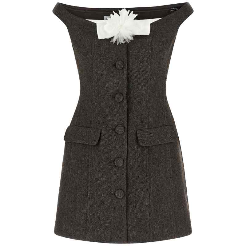 AW26076SBRBROWN_01_M_2026-07-31T08-43-10.261Z Self-Portrait Bardot Neckline Dress