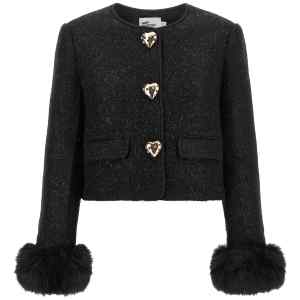 Self-Portrait Bouclé Fur Jacket