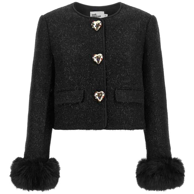 Self-Portrait Bouclé Fur Jacket