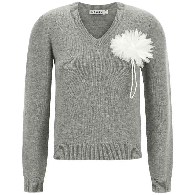 Self-Portrait Fiore Pin Sweater