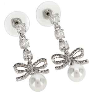 Self-Portrait Bow Crystal Charm Earrings