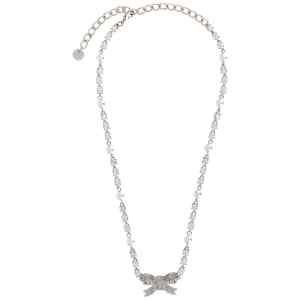 Self-Portrait Crystal Pearl Bow Necklace