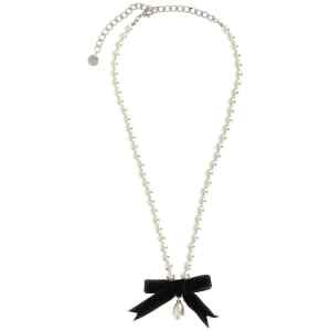 Self-Portrait Black Bow Pearl Necklace