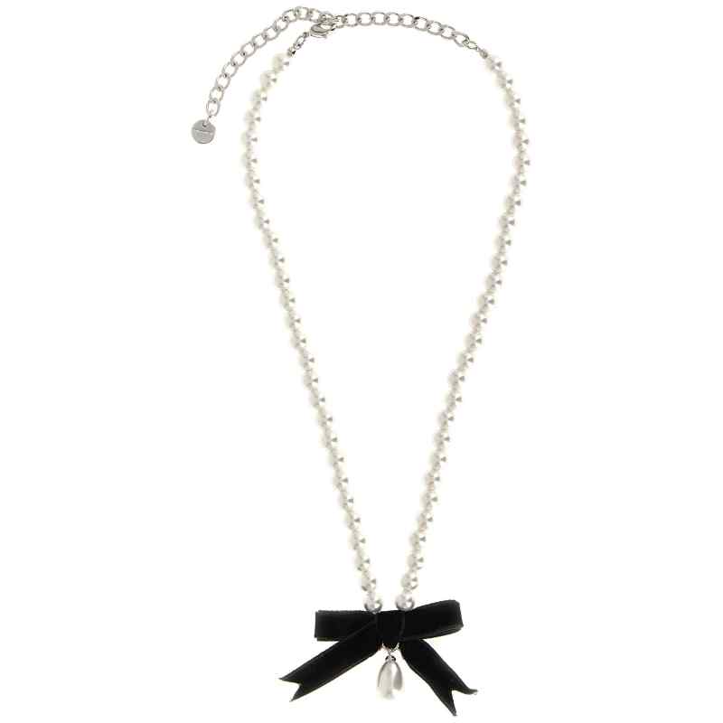 AW26606NWWHITE_01_M_2026-08-06T08-06-57.975Z Self-Portrait Black Bow Pearl Necklace