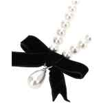 Self-Portrait Black Bow Pearl Necklace