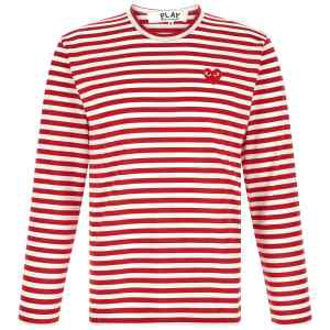 Comme Des Garçons Play Striped T-shirt With Heart Patch