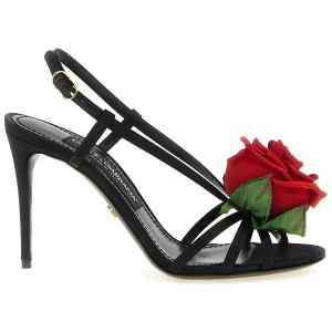 Dolce & Gabbana Satin Sandals With Flower