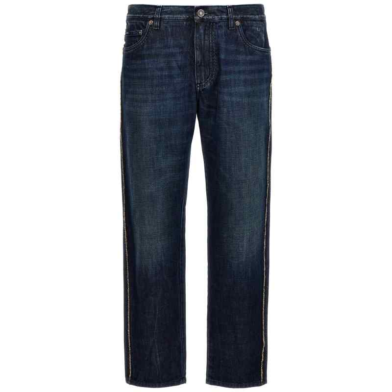 Dolce & Gabbana Fringed Stitching Jeans