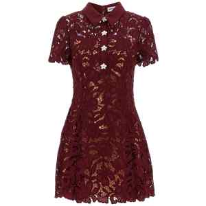 Self-Portrait Burgundy Lace Mini Dress