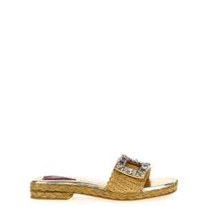 Roger Vivier Raffia Jewel Sandals