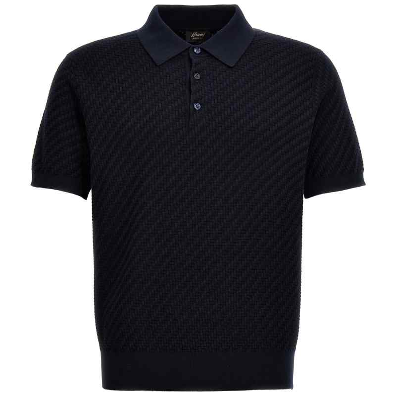 Brioni Woven Knit Polo Shirt