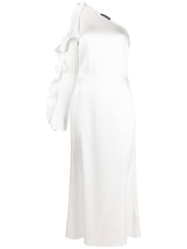 110069238-33s-davidkoma-dk09dwhite David Koma Ruffle detail one shoulder midi dress